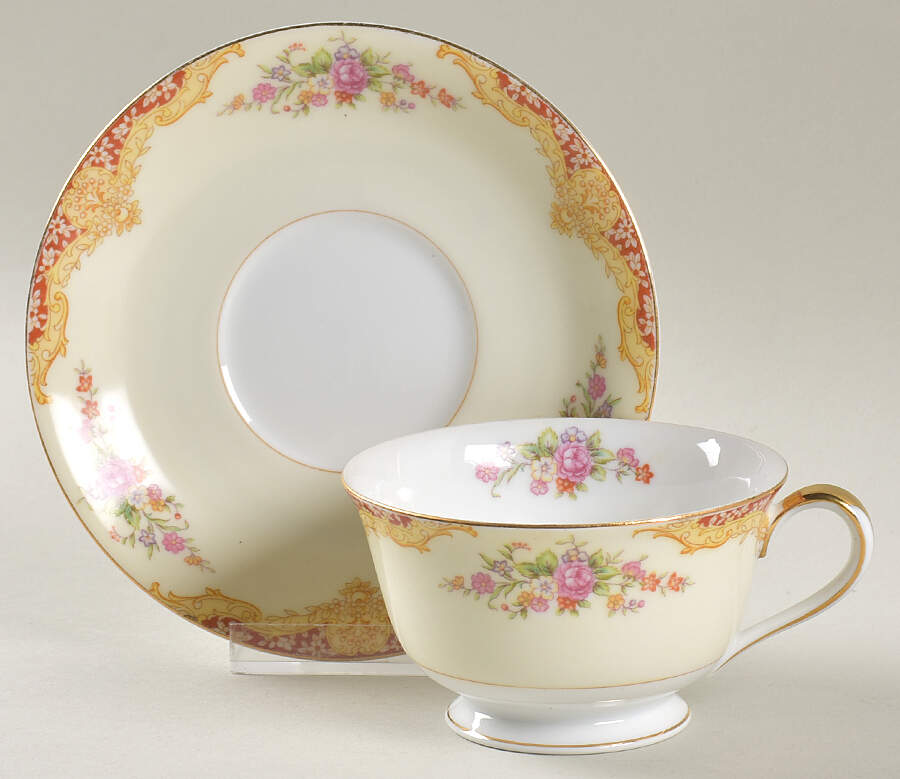 Mystery #207r Footed Cup & Saucer Set by Noritake-1