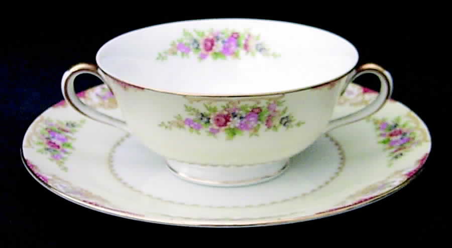 Mystery #209 Footed Cream Soup Bowl & Saucer Set by Noritake-1