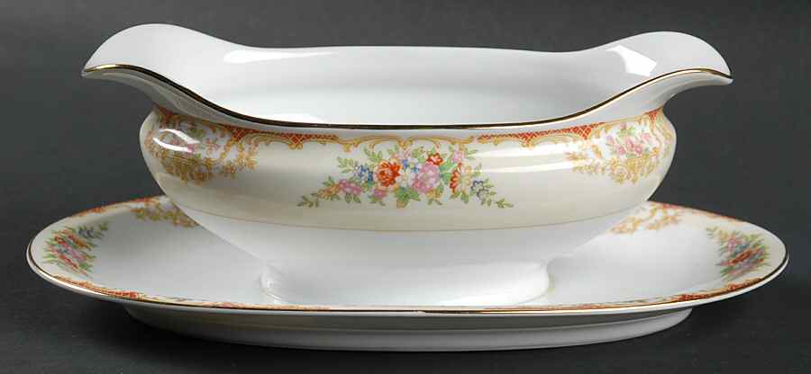 Mystery #209 Gravy Boat with Attached Underplate by Noritake-1