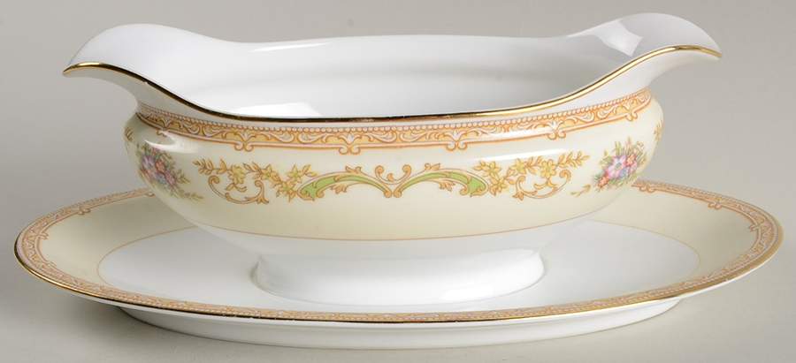 Mystery #214 Gravy Boat with Attached Underplate by Noritake-1
