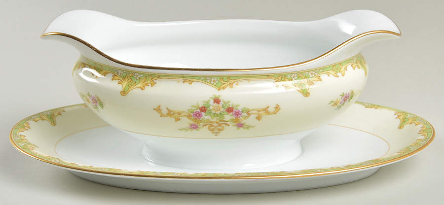 Mystery #215 Gravy Boat with Attached Underplate by Noritake-1