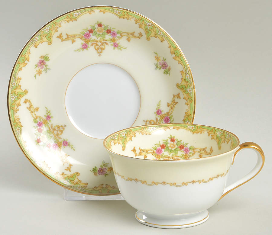 Mystery #215 Footed Cup & Saucer Set by Noritake-1
