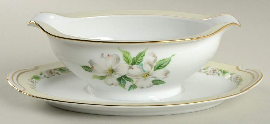 Mystery #220 Gravy Boat with Attached Underplate by Noritake-1