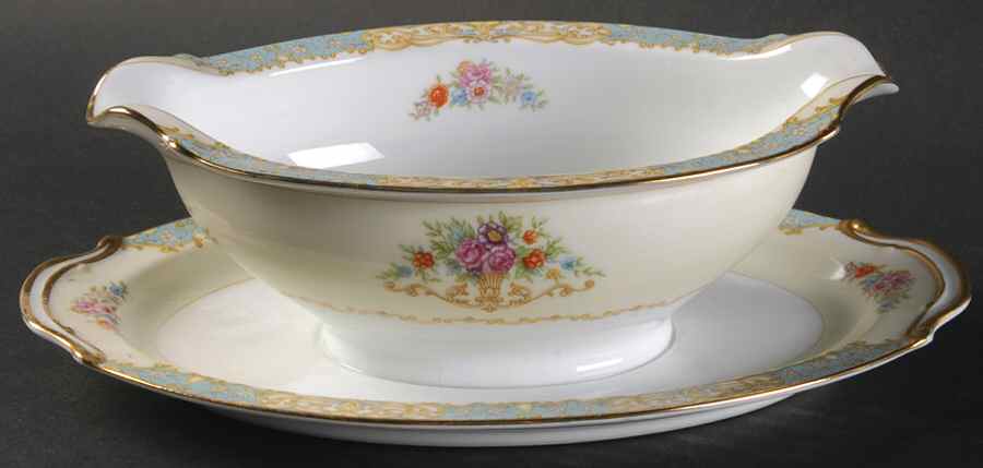 Mystery #234 Gravy Boat with Attached Underplate by Noritake-1