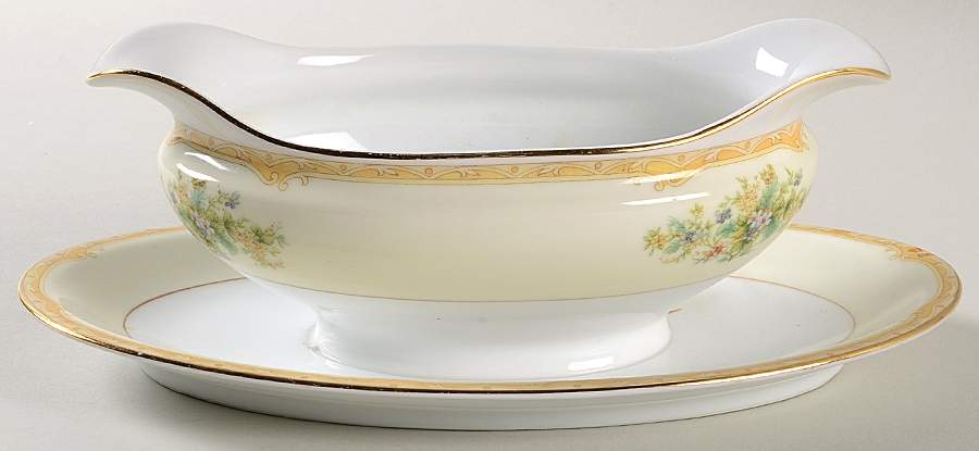 Mystery #25 Gravy Boat with Attached Underplate by Noritake-1