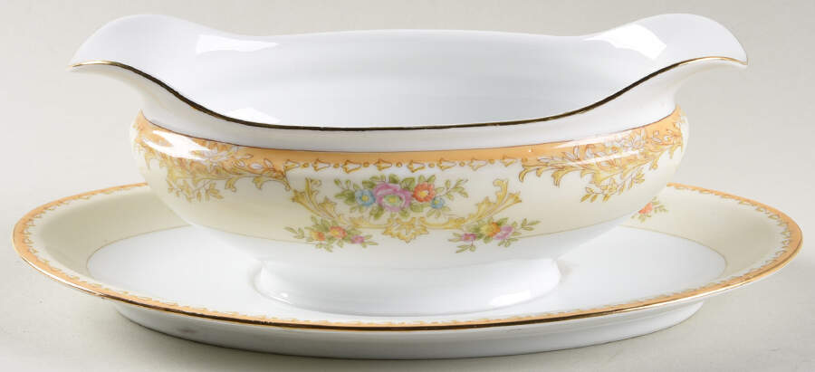 Mystery #35 Gravy Boat with Attached Underplate by Noritake-1