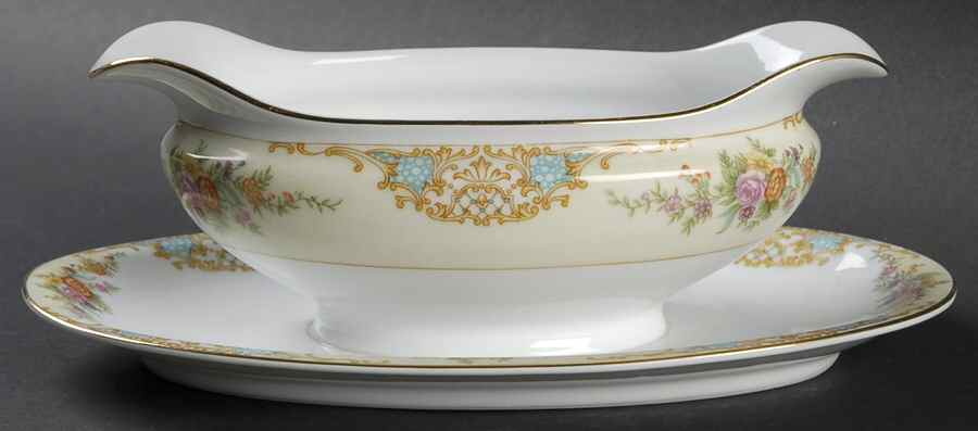 Mystery #37 Gravy Boat with Attached Underplate by Noritake-1