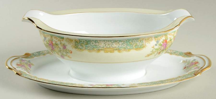 Mystery #39 Gravy Boat with Attached Underplate by Noritake-1