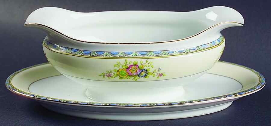 Mystery #42 Gravy Boat with Attached Underplate by Noritake-1