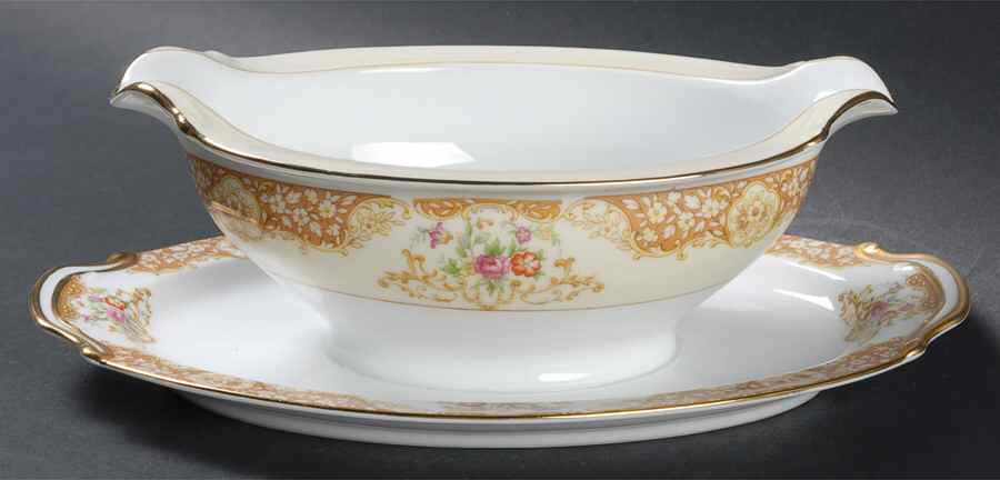 Mystery #44 Gravy Boat with Attached Underplate by Noritake-1
