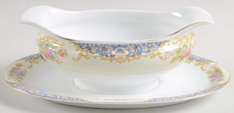Mystery #45 Gravy Boat with Attached Underplate by Noritake-1