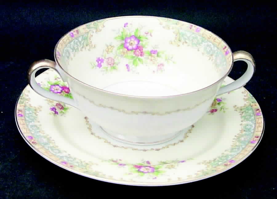 Mystery #46 Footed Cream Soup Bowl & Saucer Set by Noritake-1