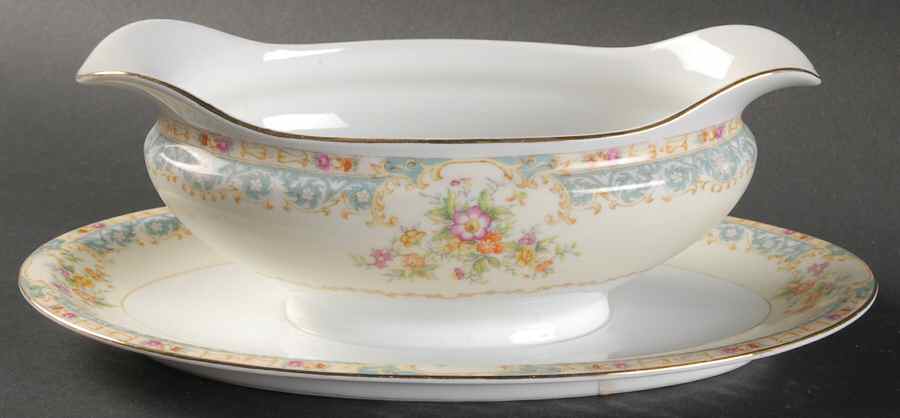 Mystery #46 Gravy Boat with Attached Underplate by Noritake-1