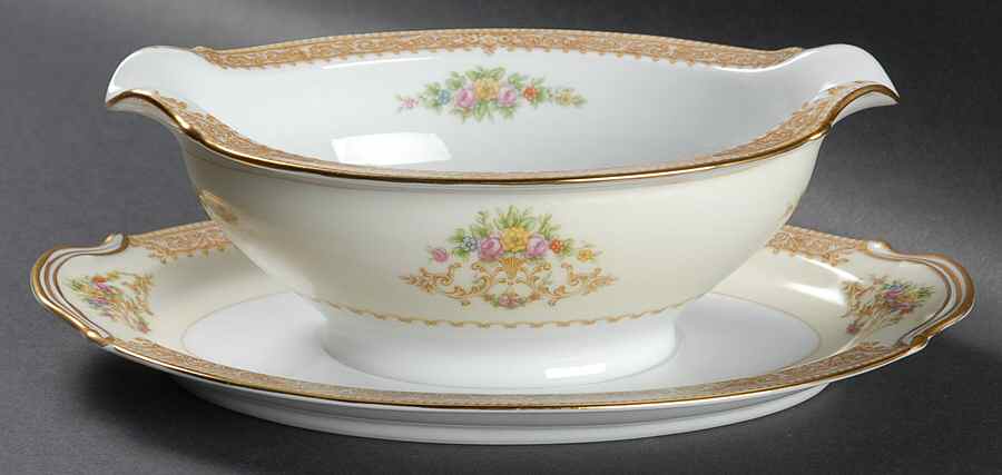 Mystery #55 Gravy Boat with Attached Underplate by Noritake-1