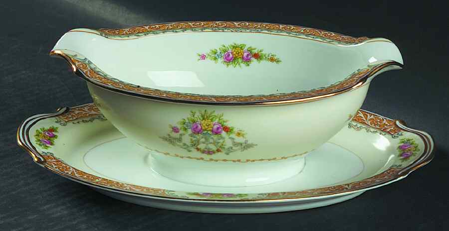 Mystery #56 Gravy Boat with Attached Underplate by Noritake-1