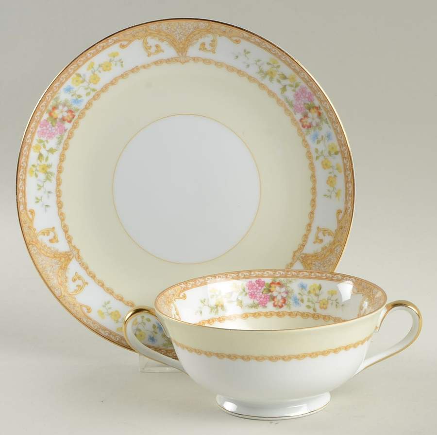 Mystery #57 Footed Cream Soup Bowl & Saucer Set by Noritake-1
