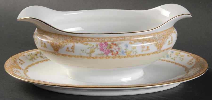 Mystery #57 Gravy Boat with Attached Underplate by Noritake-1