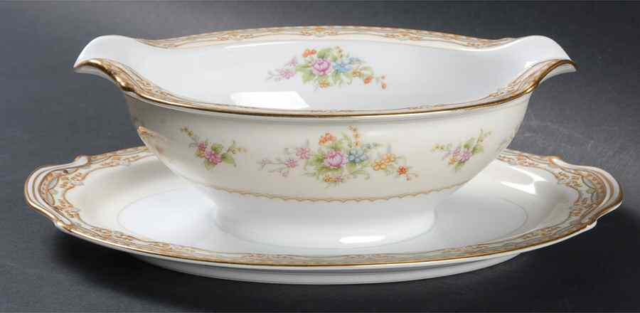 Mystery #58 Gravy Boat with Attached Underplate by Noritake-1