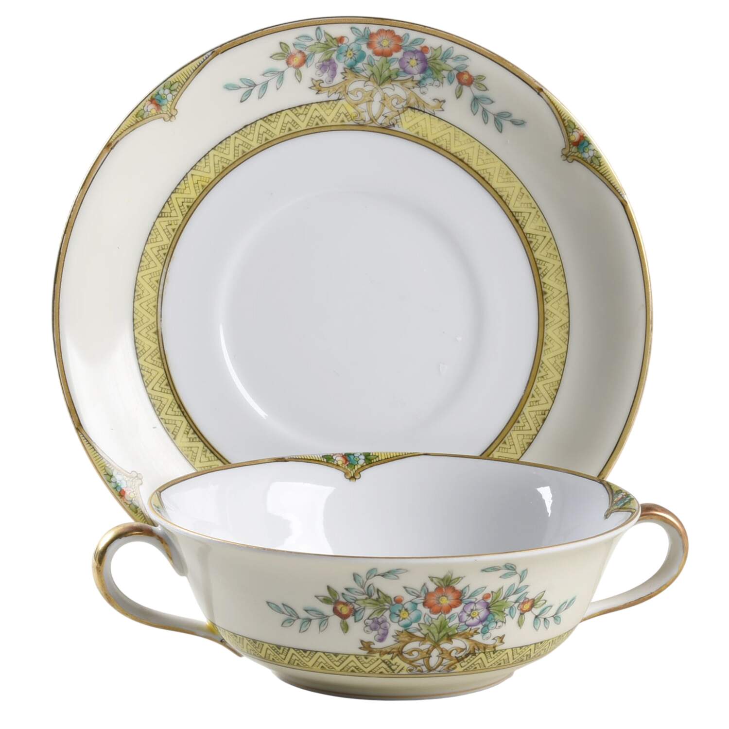 Mystery #64 Flat Cream Soup Bowl & Saucer Set by Noritake-1