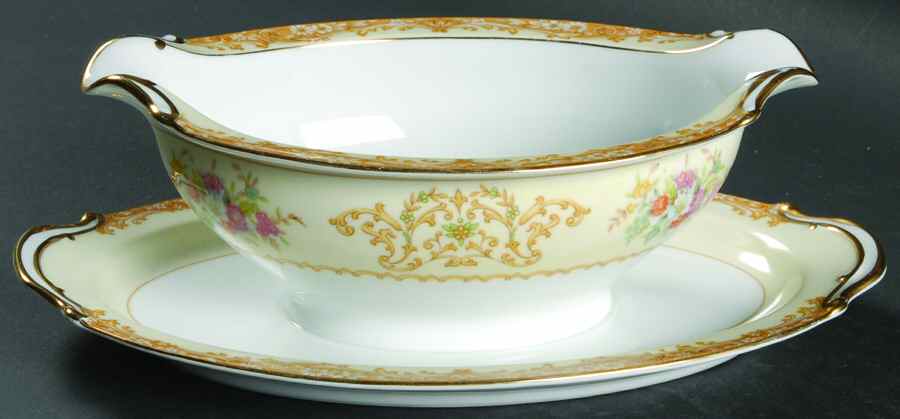 Mystery #72 Gravy Boat with Attached Underplate by Noritake-1