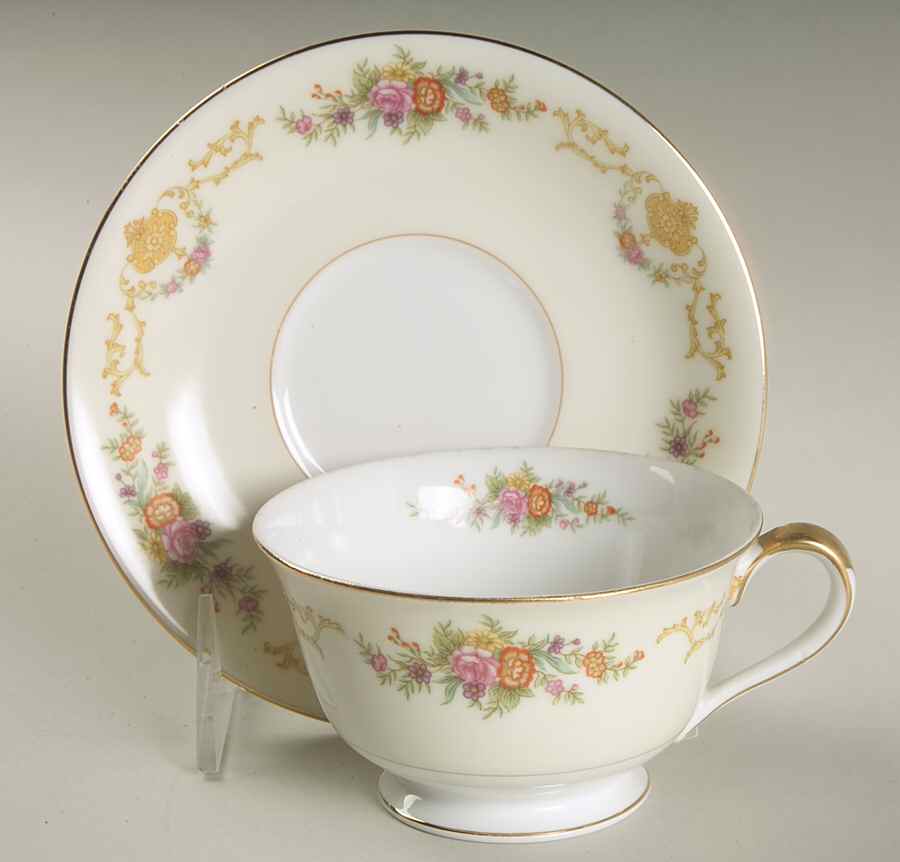 Mystery #77 Footed Cup & Saucer Set by Noritake-1