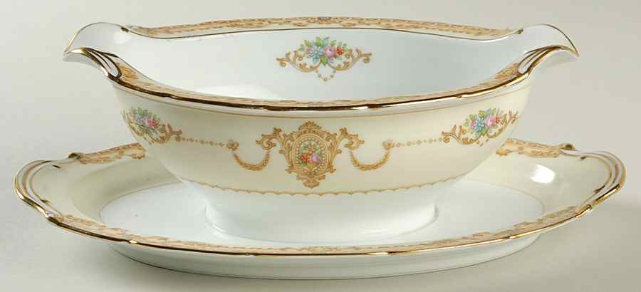 Mystery #87 Gravy Boat with Attached Underplate by Noritake-1