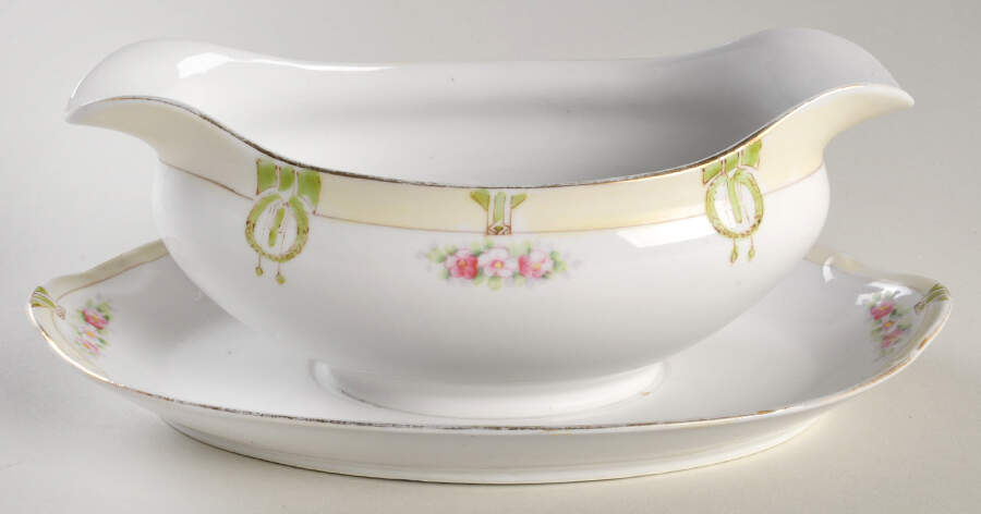 Mystery #96 Gravy Boat with Attached Underplate by Noritake-1
