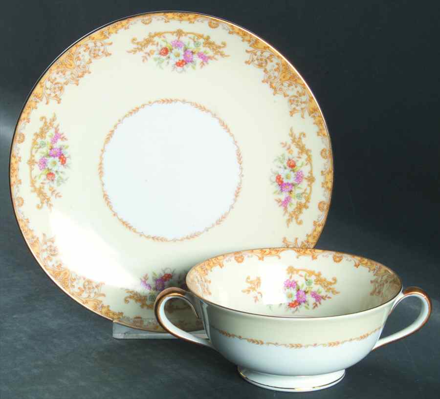 N10 Footed Cream Soup Bowl & Saucer Set by Noritake-1