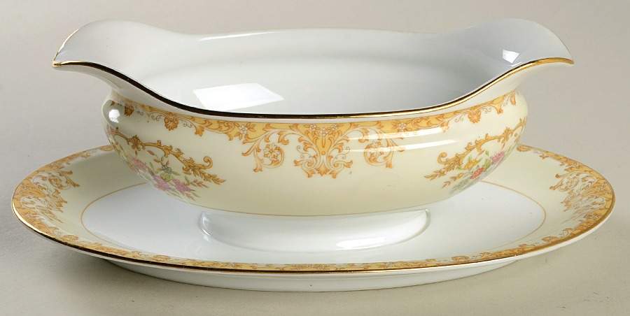 N10 Gravy Boat with Attached Underplate by Noritake-1