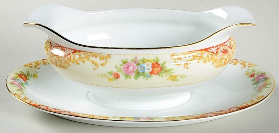 N107 Gravy Boat with Attached Underplate by Noritake-1