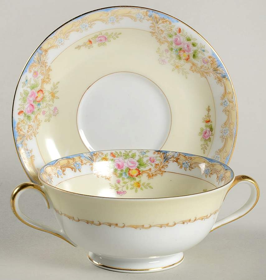 N117 Footed Cream Soup Bowl & Saucer Set by Noritake-1