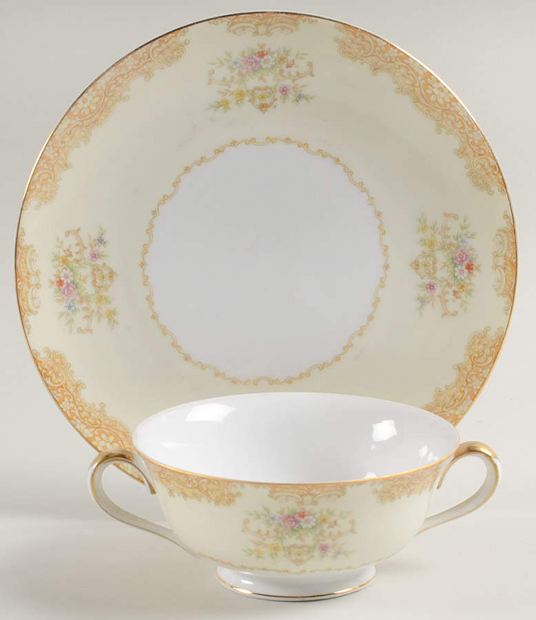 N127 Footed Cream Soup Bowl & Saucer Set by Noritake-1