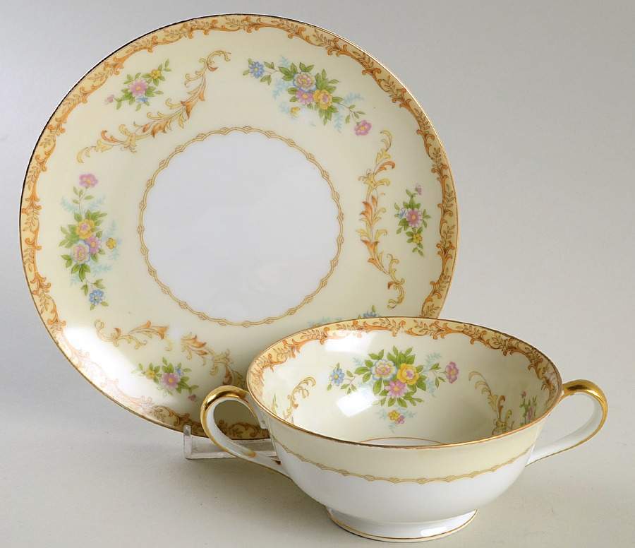 N128 Footed Cream Soup Bowl & Saucer Set by Noritake-1