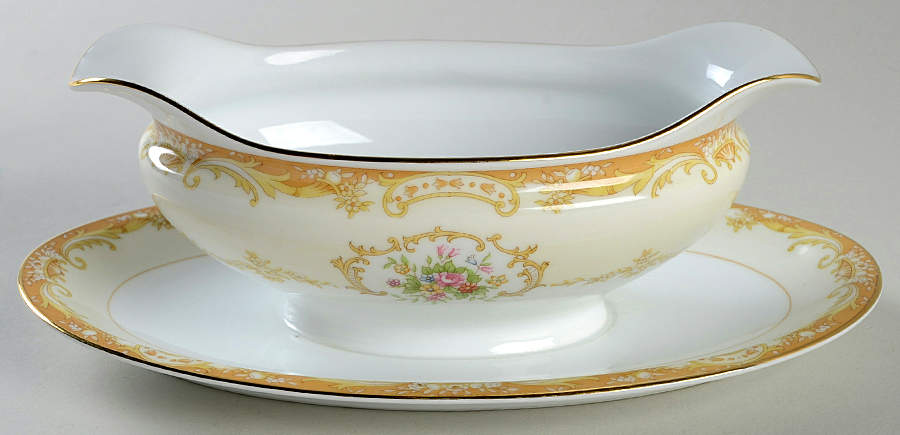 N130 Gravy Boat with Attached Underplate by Noritake-1