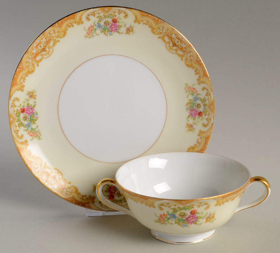 N134 Footed Cream Soup Bowl & Saucer Set by Noritake-1
