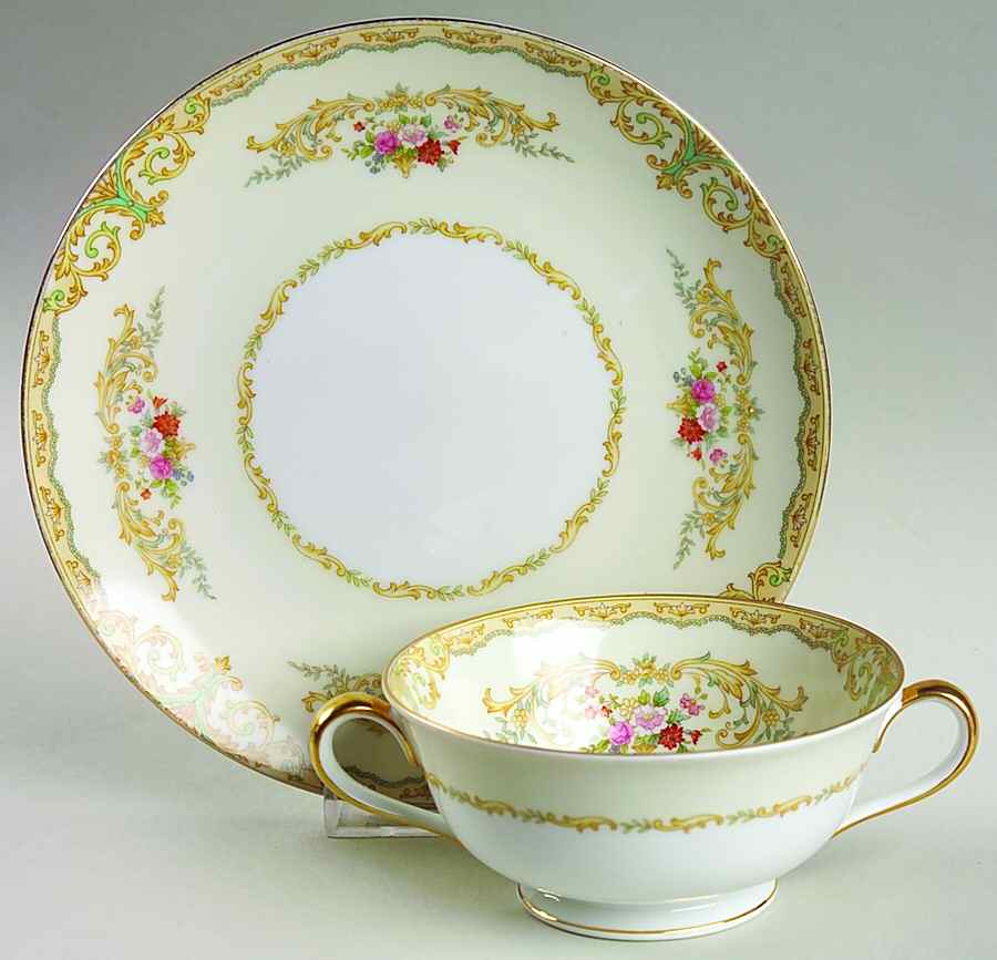 N136 Footed Cream Soup Bowl & Saucer Set by Noritake-1
