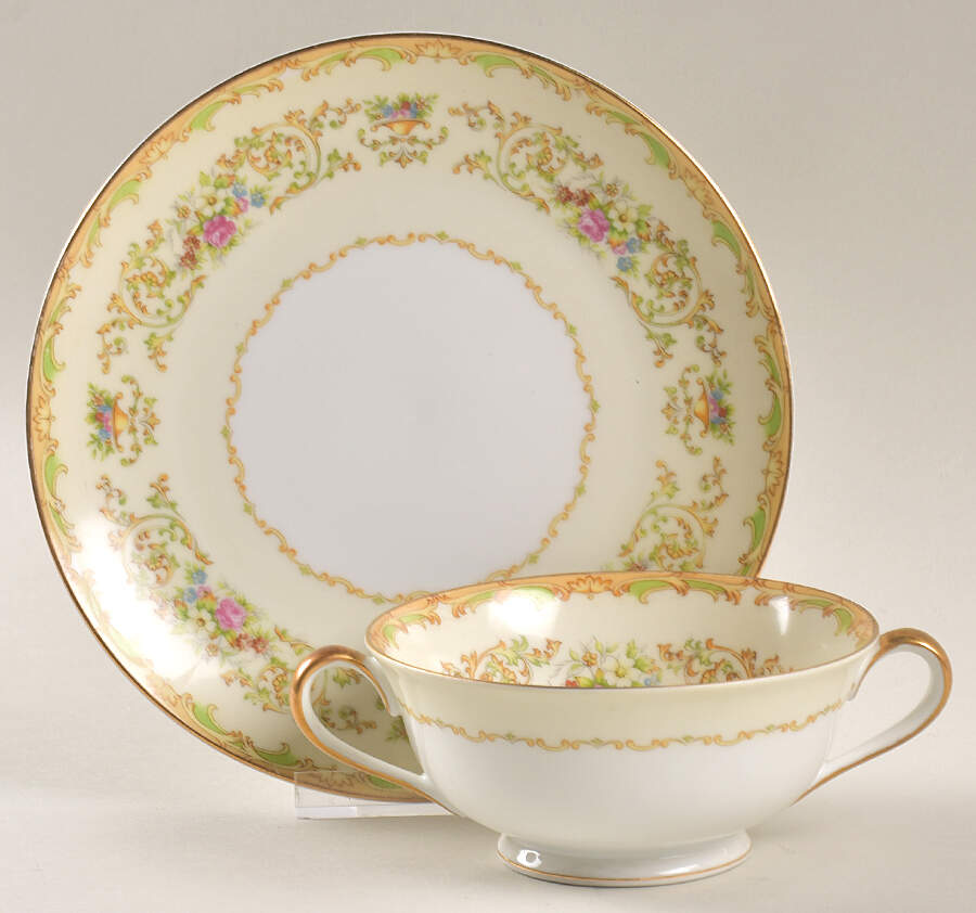 N149 Footed Cream Soup Bowl & Saucer Set by Noritake-1