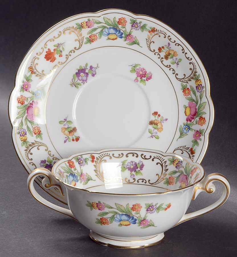 N152 Footed Cream Soup Bowl & Saucer Set by Noritake-1