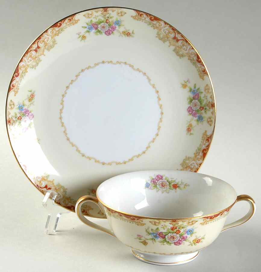 N153 Footed Cream Soup Bowl & Saucer Set by Noritake-1