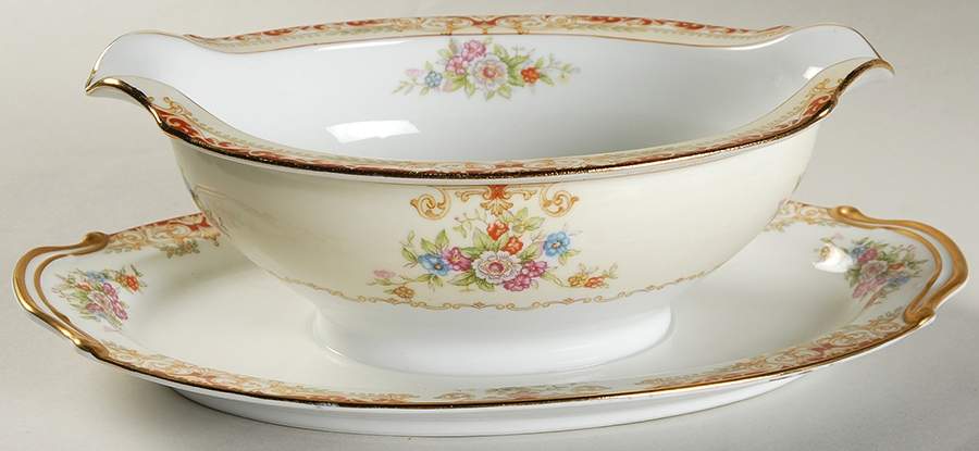 N153 Gravy Boat with Attached Underplate by Noritake-1
