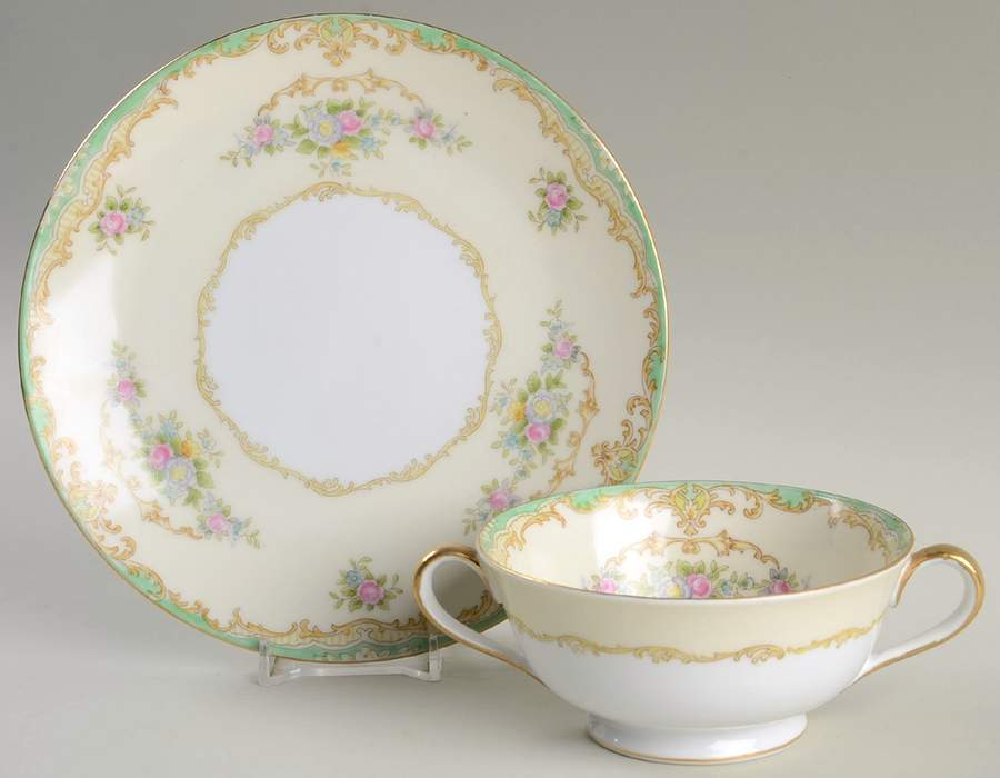 N17 Footed Cream Soup Bowl & Saucer Set by Noritake-1