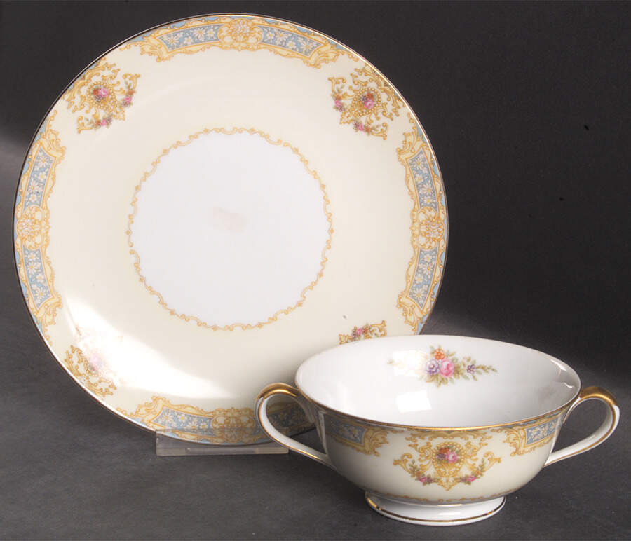 N194 Footed Cream Soup Bowl & Saucer Set by Noritake-1