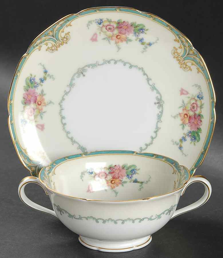 N205 Footed Cream Soup Bowl & Saucer Set by Noritake-1