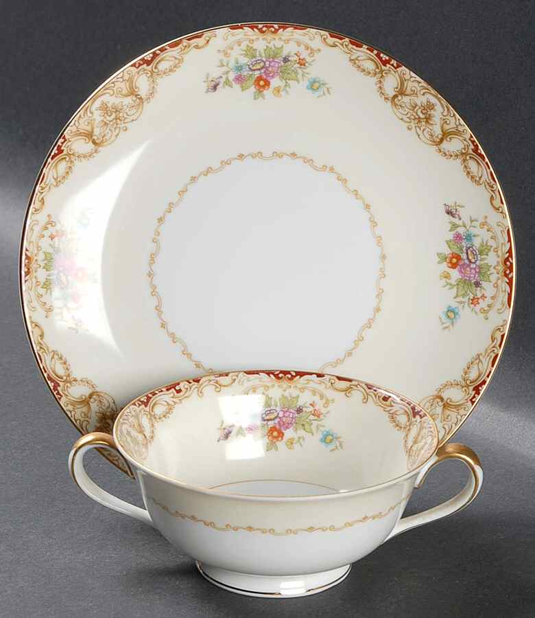 N234 Footed Cream Soup Bowl & Saucer Set by Noritake-1