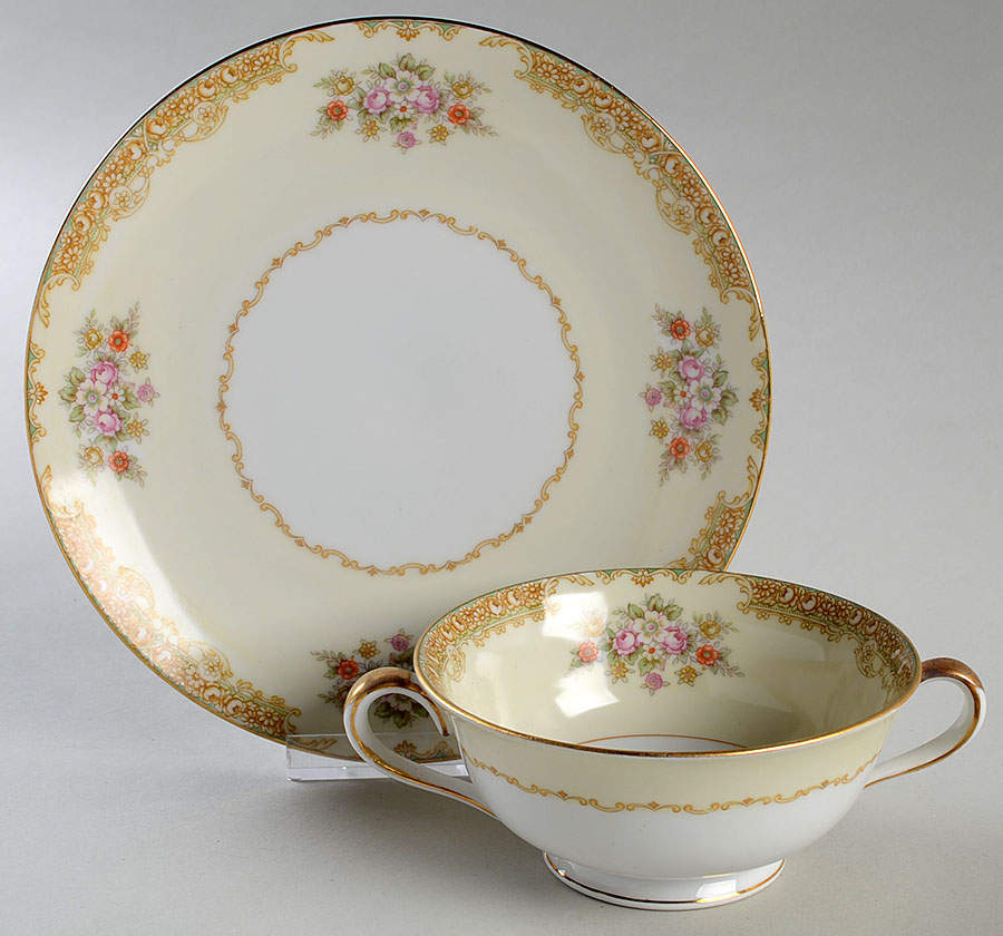N244 Footed Cream Soup Bowl & Saucer Set by Noritake-1