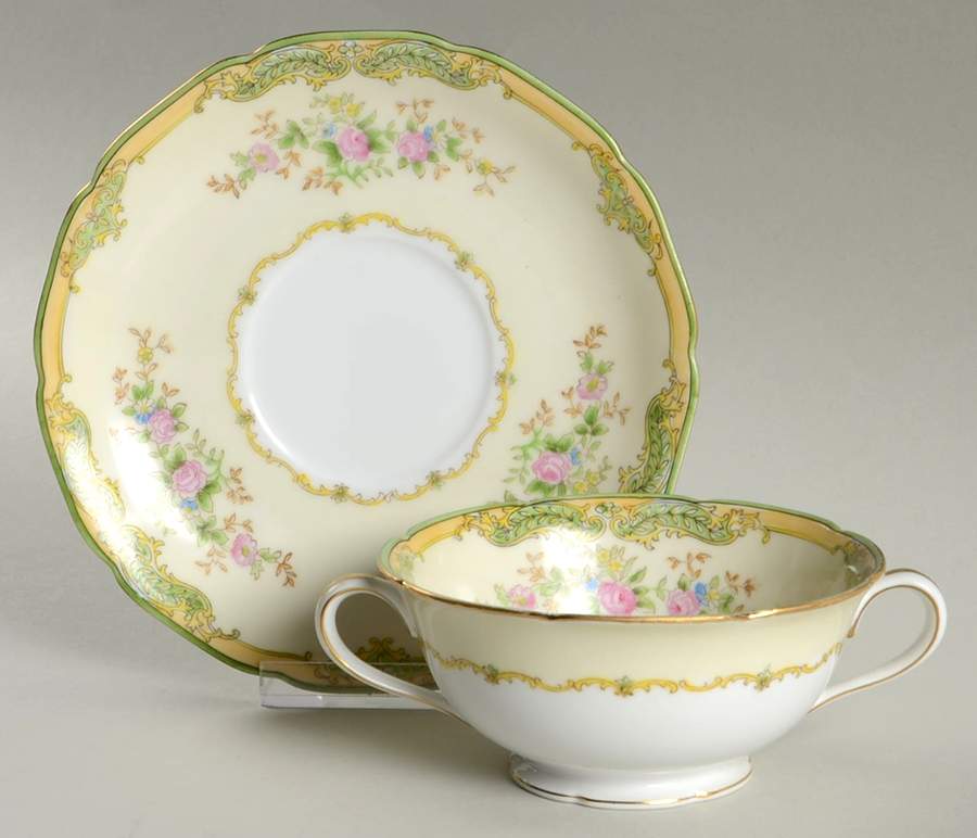 N249 Footed Cream Soup Bowl & Saucer Set by Noritake-1