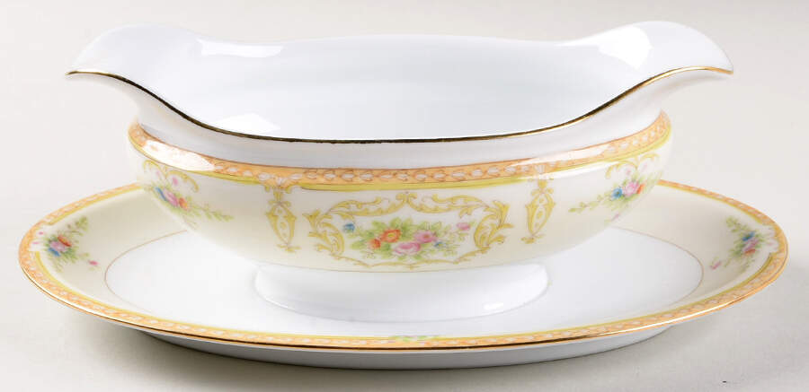 N252 Gravy Boat with Attached Underplate by Noritake-1