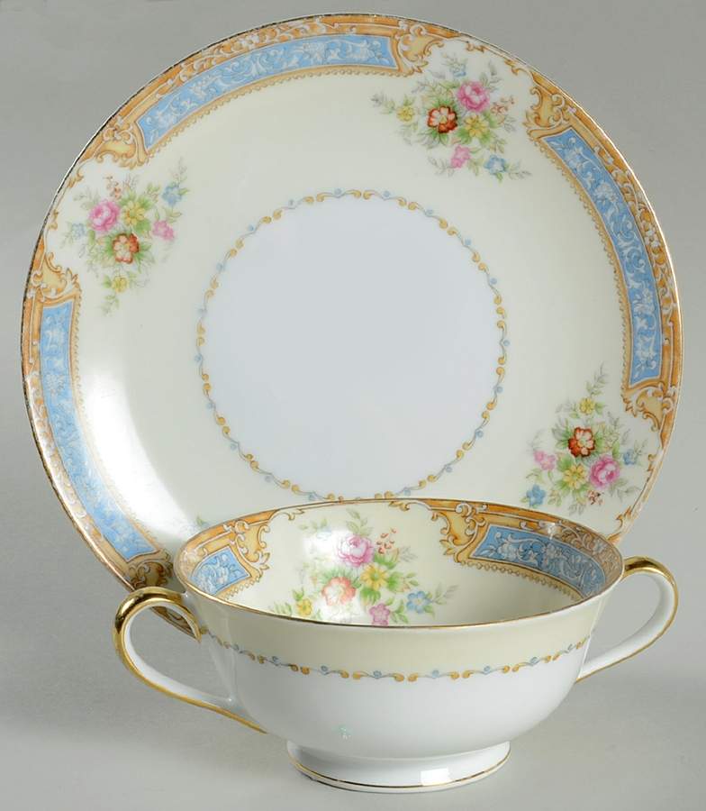 N273 Footed Cream Soup Bowl & Saucer Set by Noritake-1