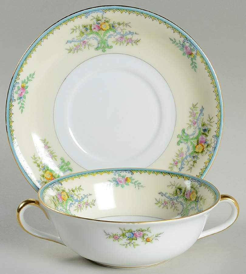 N283 Flat Cream Soup Bowl & Saucer Set by Noritake-1