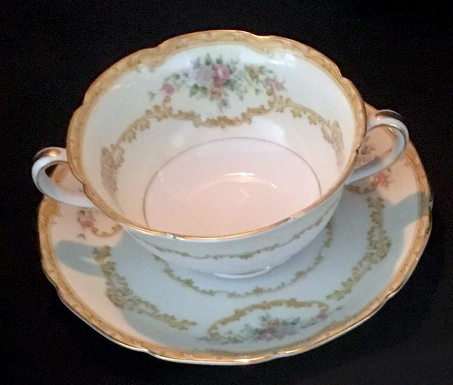 N293 Footed Cream Soup Bowl & Saucer Set by Noritake-1